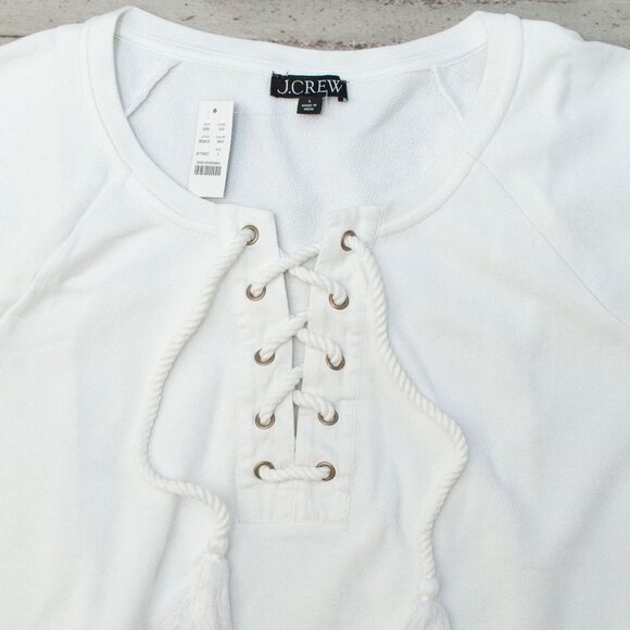 NWT J. Crew Lace Up Sweatshirt in White size L - Picture 3 of 8